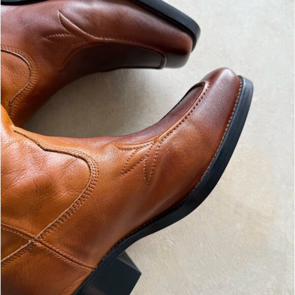 Elysian Brown Distressed Handmade Cowboy Riding Boots - Brand New in Box - Picture 6 of 8